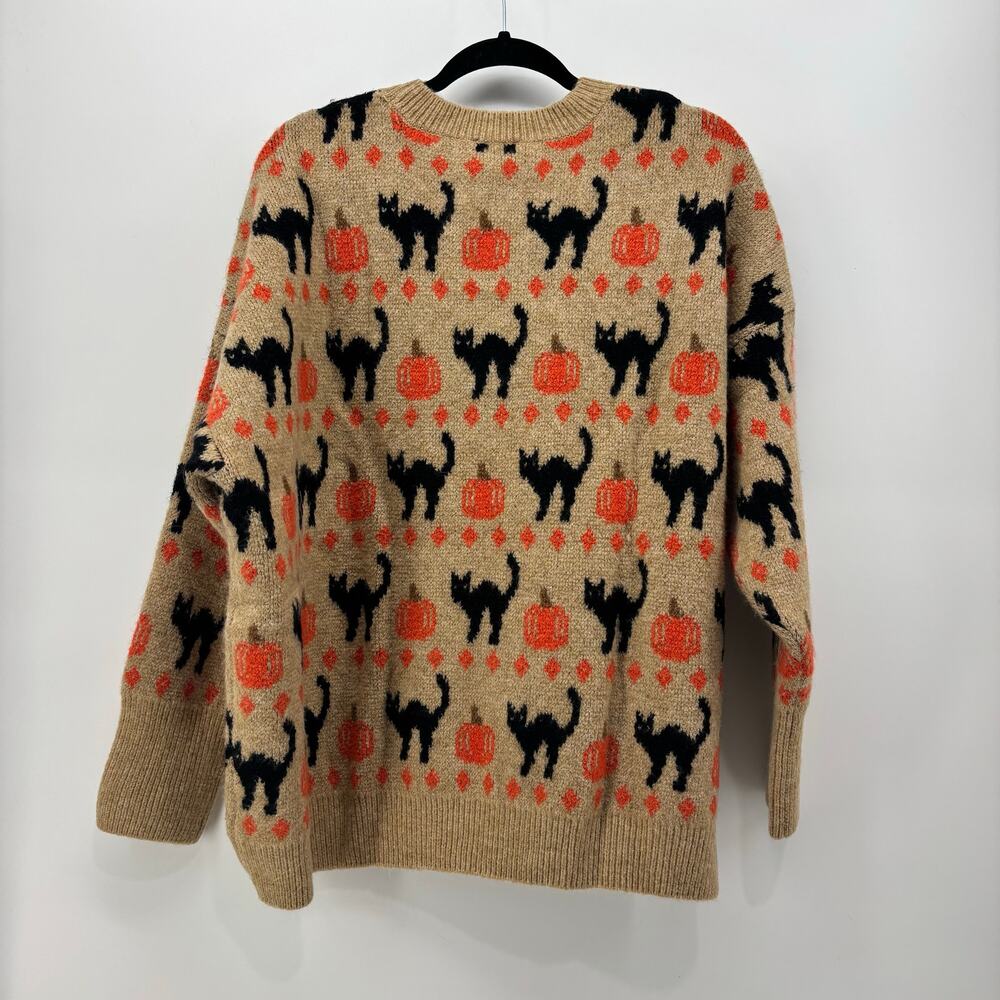 Vince Camuto Sz XXL Womens Sweater Black Cat Pumpkin Halloween Crewneck Fall - Picture 2 of 16